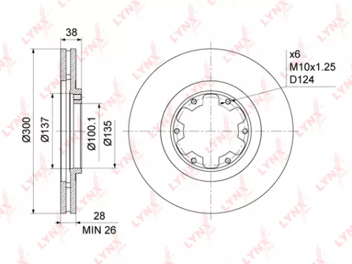 LYNXAUTO Brake disc, front (300x28) (BN-1110)