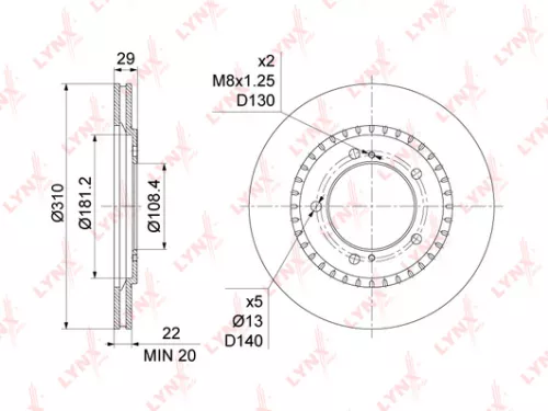 LYNXAUTO Brake disc, front (310x22) (BN-1130)