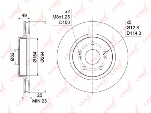 LYNXAUTO Brake disc, front (294x25) (BN-1133)