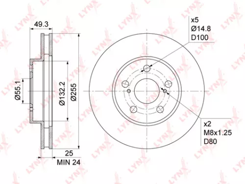 LYNXAUTO Brake disc, front (255x25) (BN-1174)