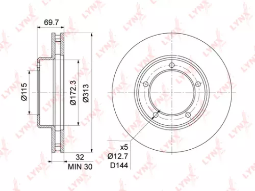 LYNXAUTO Brake disc, front (313x32) (BN-1175)