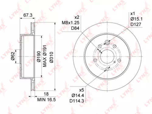 LYNXAUTO Brake disc, rear (310x18) (BN-1187)