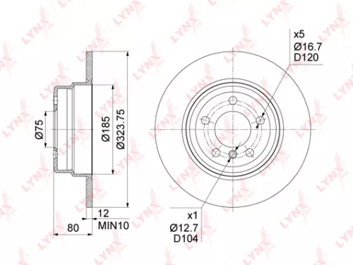 LYNXAUTO Brake disc, front (322x32) (BN-2035)