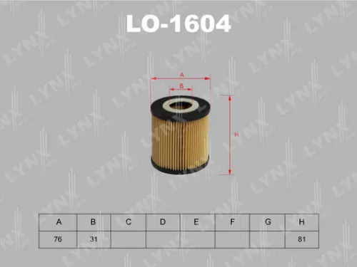 LYNXAUTO Oil filter (insert) (LO-1604)