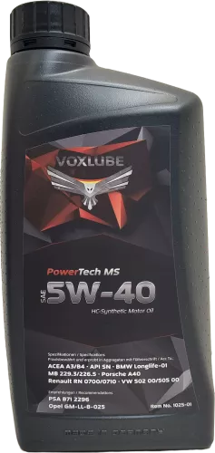 VOXLUBE Engine Oil 5W40 / 1 LTR / API SN – Premium High-Performance Lubricant