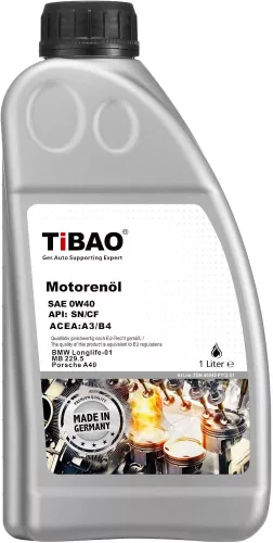 TIBAO Engine Oil F. Synth 0W40 / 1 LTR / API SN/CF – Premium Fully Synthetic Lubricant Auto Oil